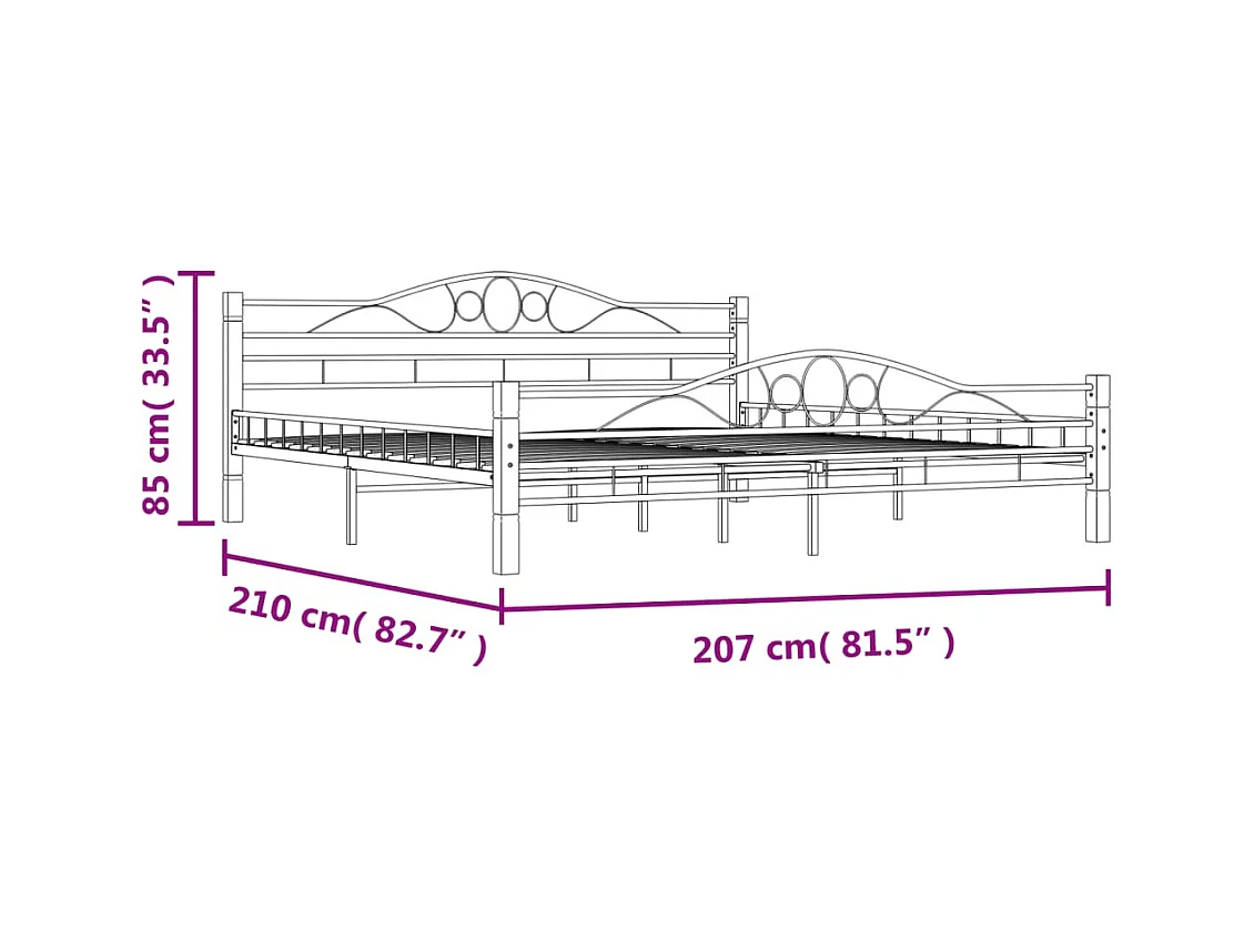Bettgestell ohne Matratze schwarz Metall 200x200 cm