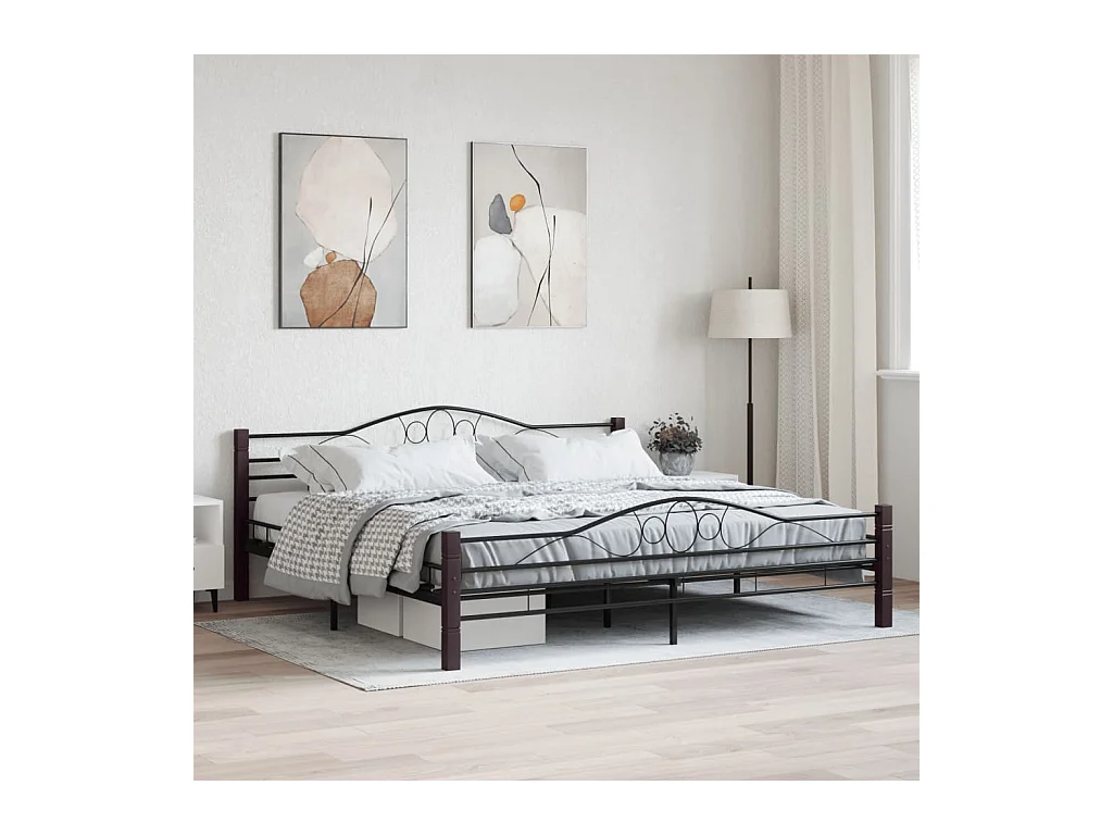 Bedframe zonder matras zwart metaal 200x200 cm