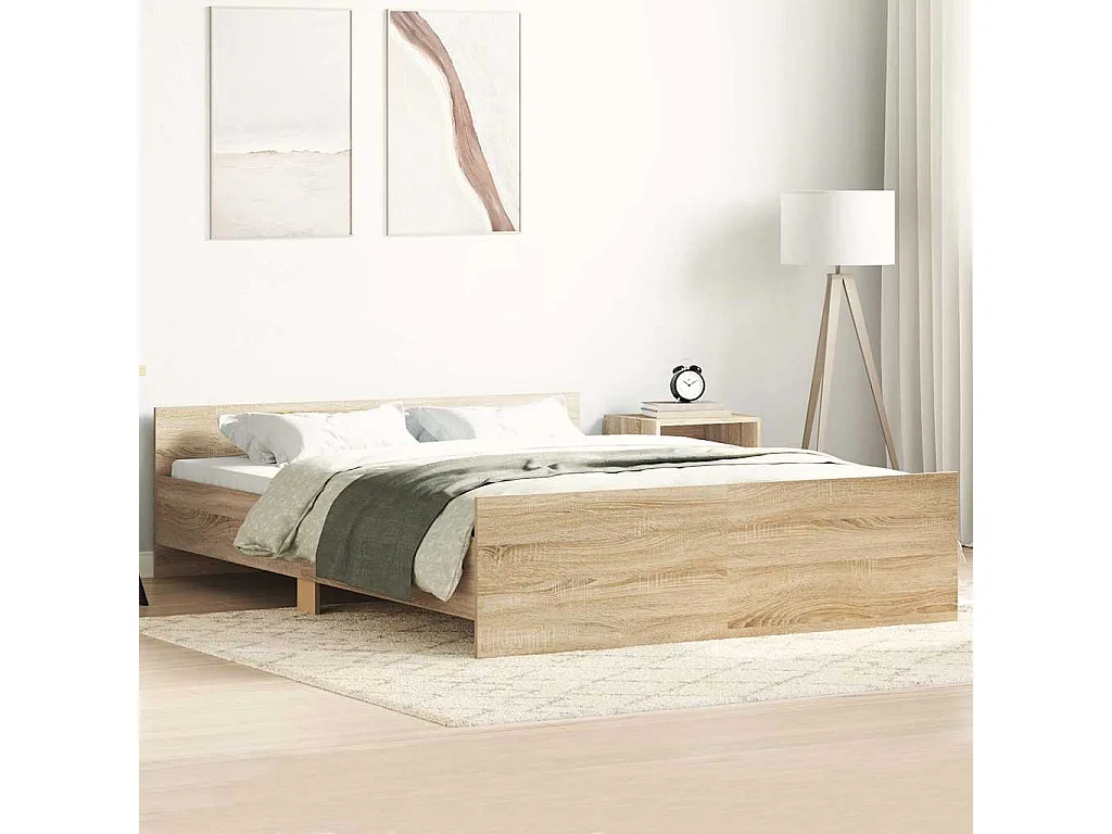 Cadre de lit sans matelas chêne sonoma 140x190 cm
