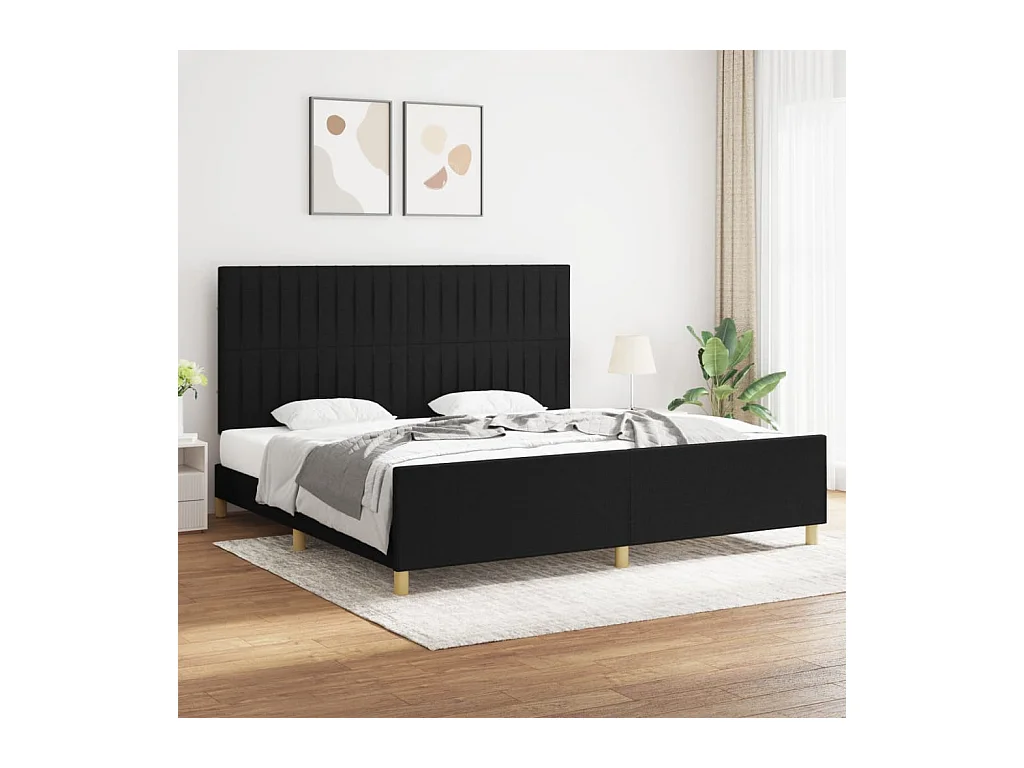 Cadre de lit sans matelas noir 200x200 cm tissu