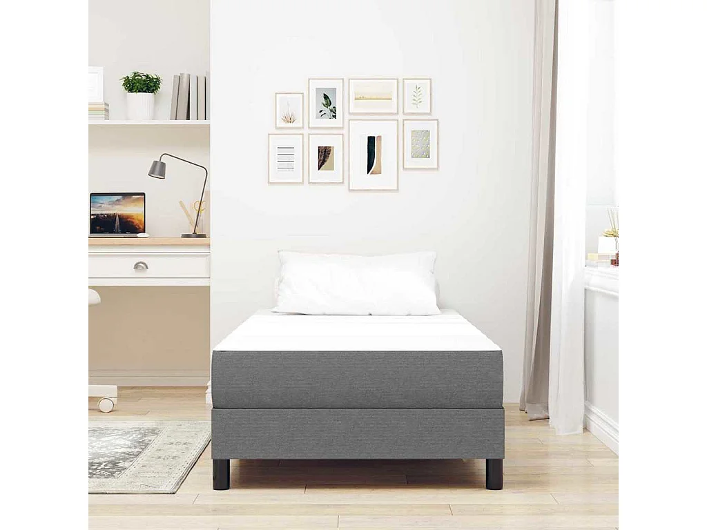 Materasso per letto con materasso grigio chiaro 100 x 200 cm in tessuto