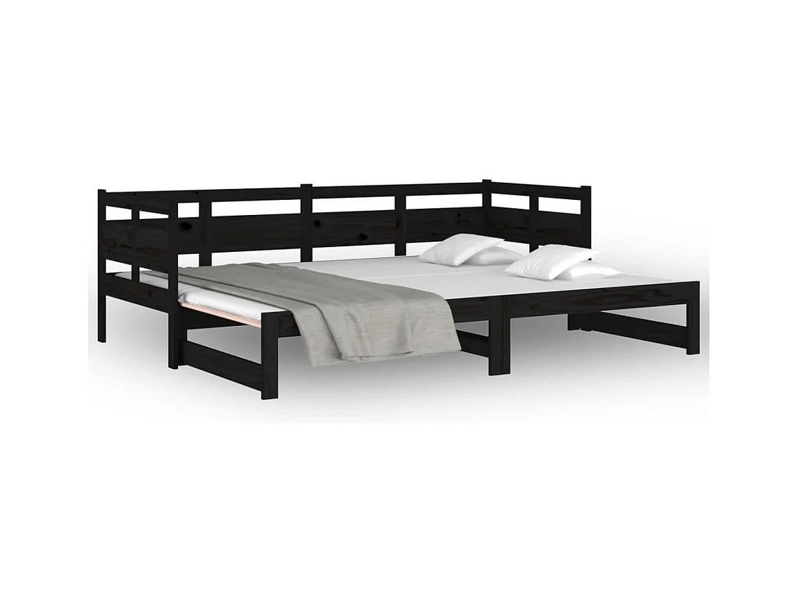 Schuifbed zonder matras zwart 2x(80x200)cm