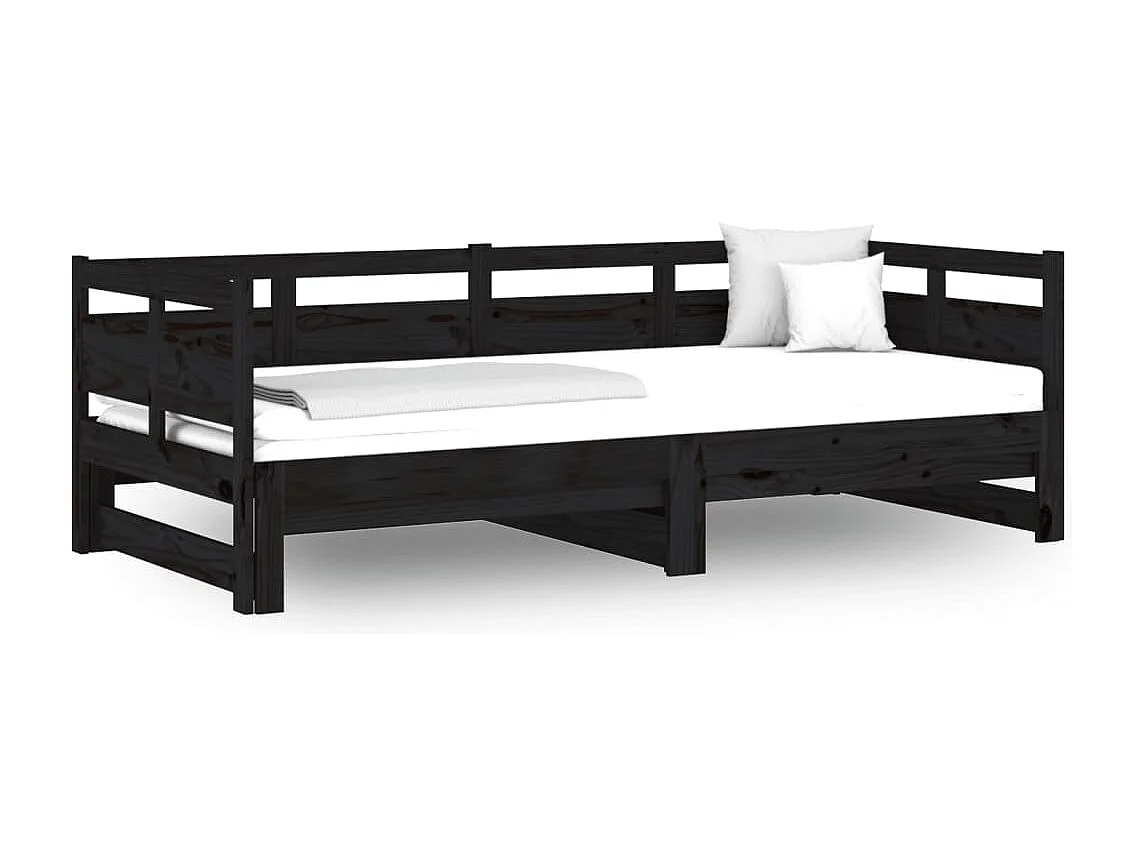 Schuifbed zonder matras zwart 2x(80x200)cm