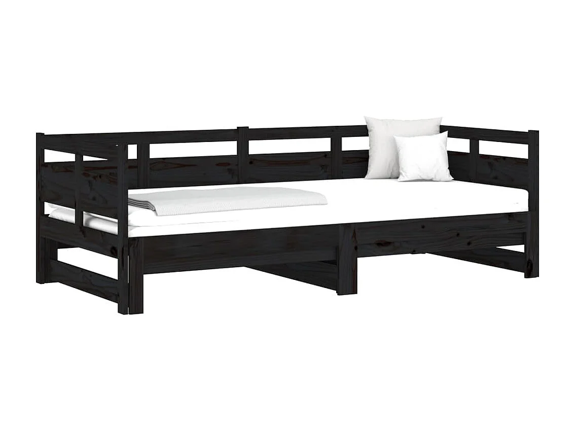 Schuifbed zonder matras zwart 2x(80x200)cm