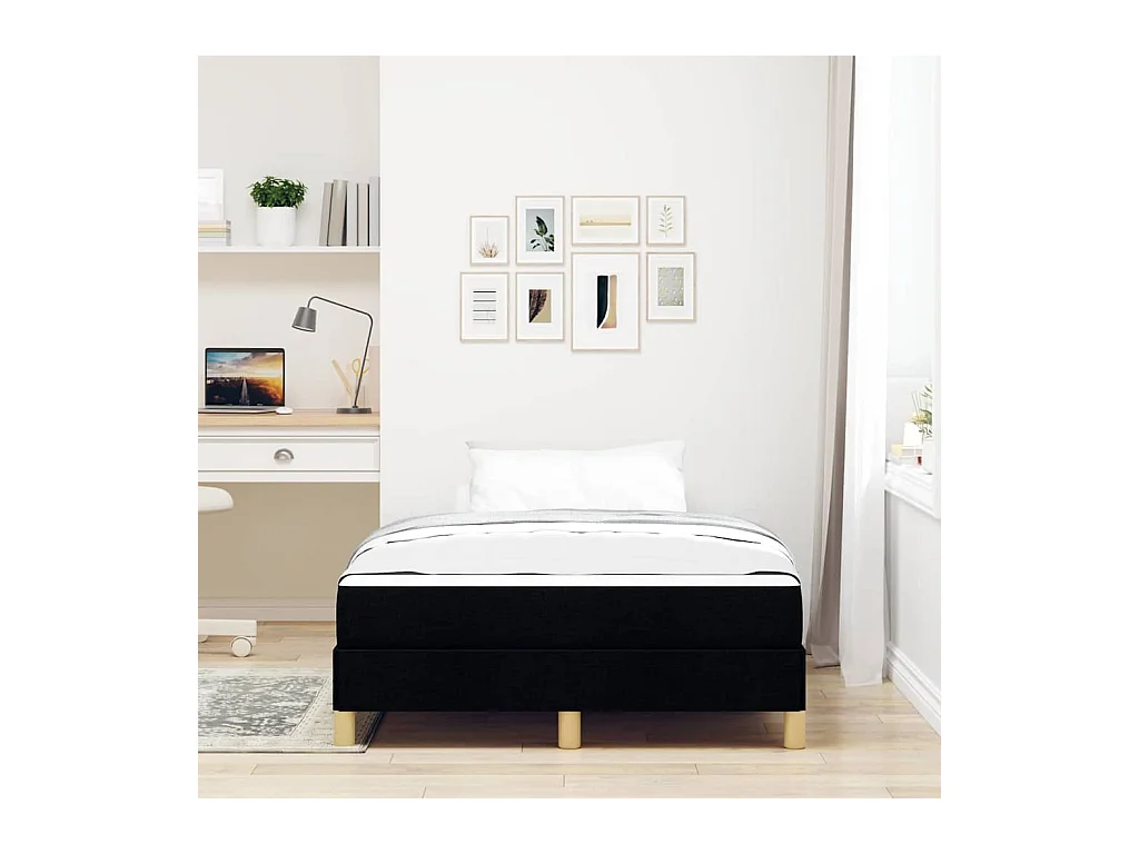 Zwart en bruin boxspringbed 120 x 190 cm