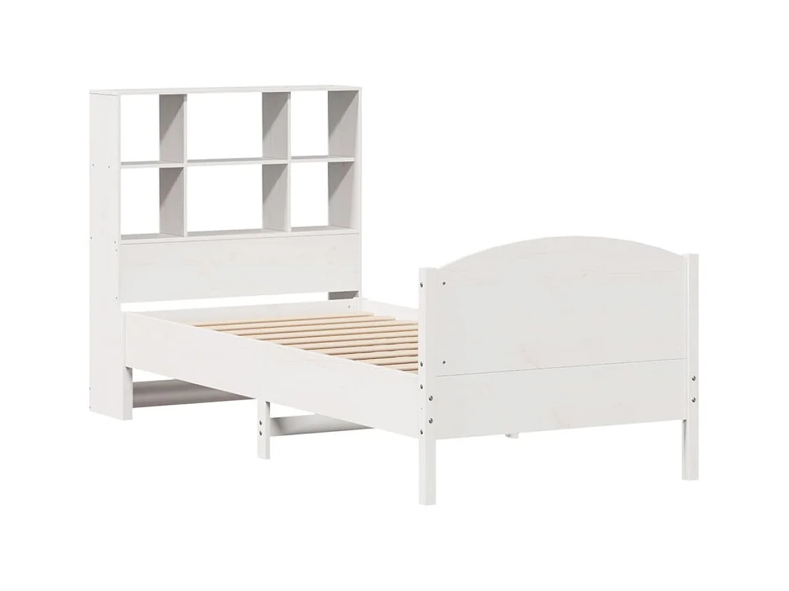 Letto libreria bianco senza materasso 90x200cm in legno massello di pino