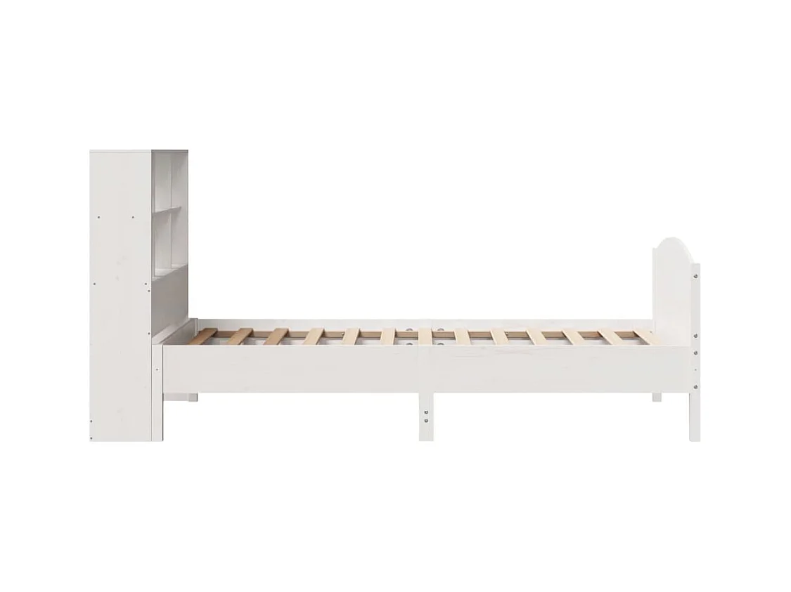 Letto libreria bianco senza materasso 90x200cm in legno massello di pino