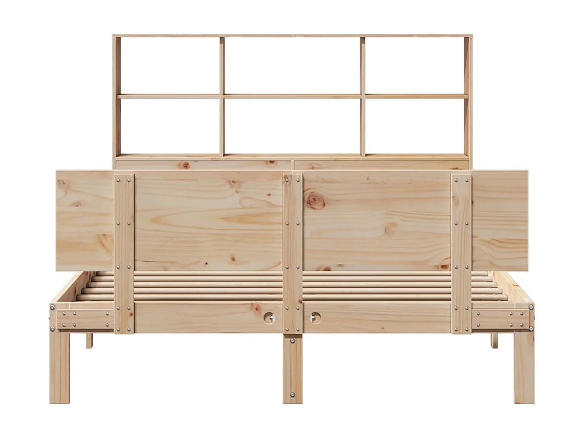 Lit bibliothèque sans matelas 140x200 cm bois massif de pin
