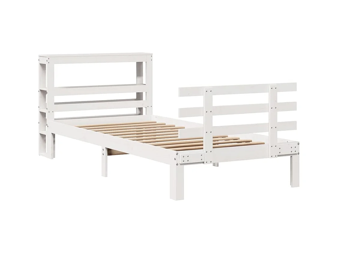 Bedframe met hoofdbord zonder matras wit 90x200 cm