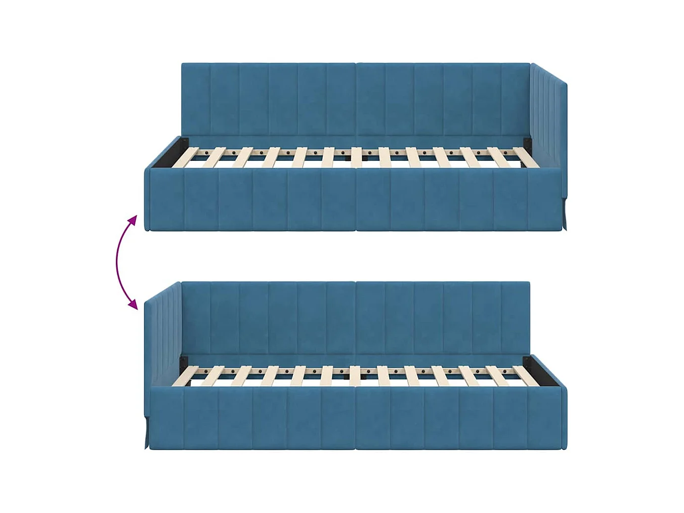 Estructura de cama esquinera con cabecero Azul 100 x 200 cm Terciopelo