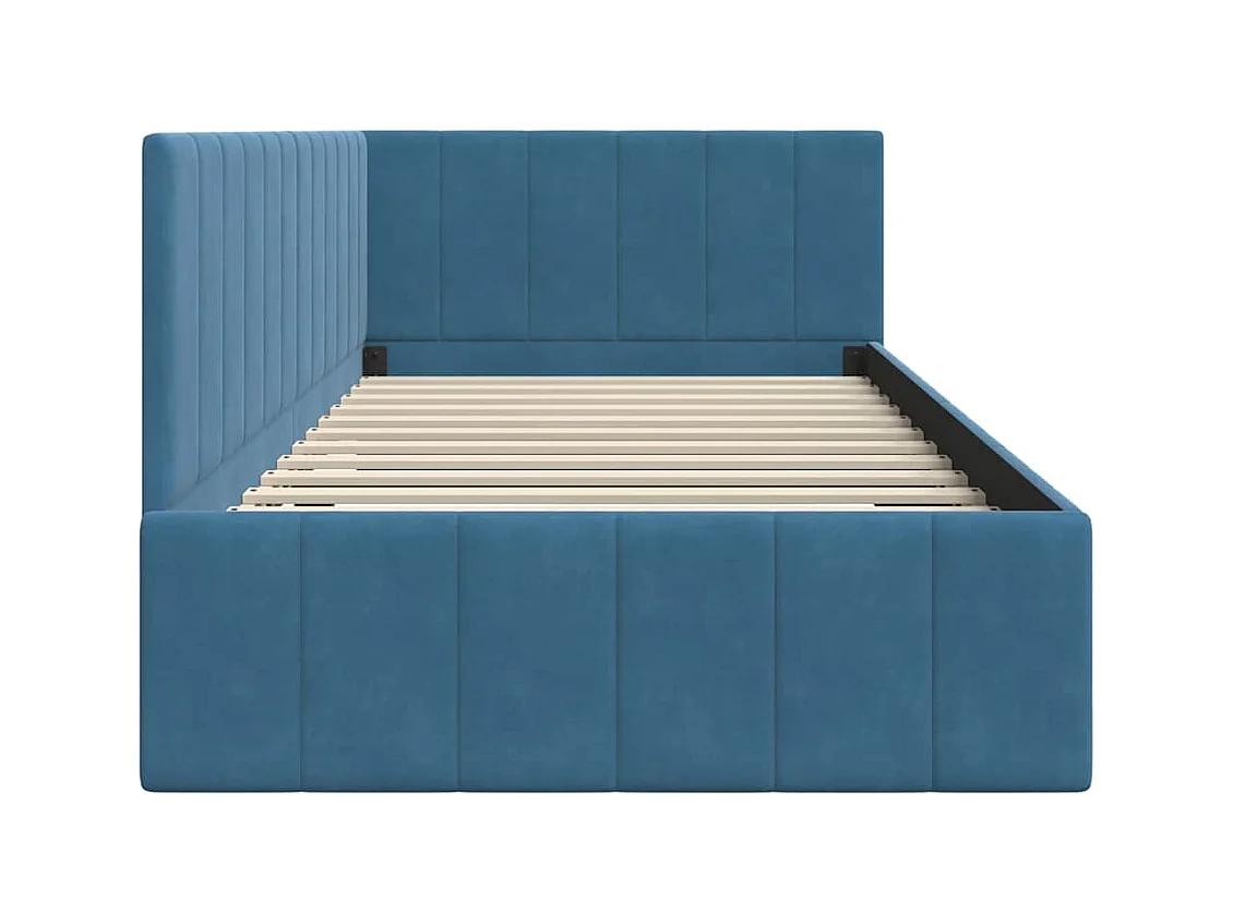 Hoekbedframe met hoofdbord Blauw 100 x 200 cm Fluweel