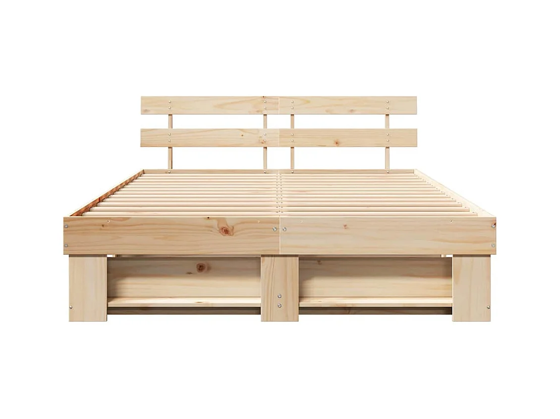 Struttura letto marrone 140 x 200 cm in legno massello di pino