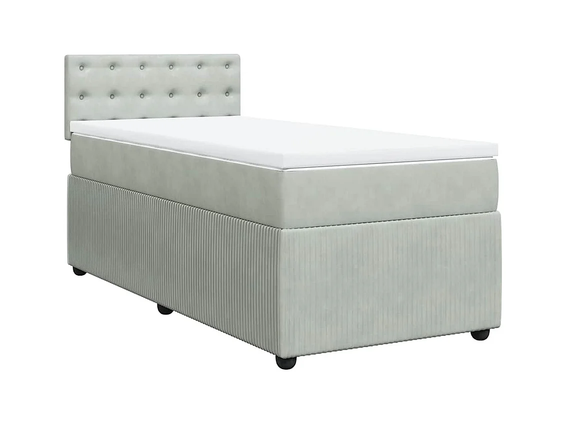 Rete a doghe e materasso Grigio chiaro 90x200 cm Velvet