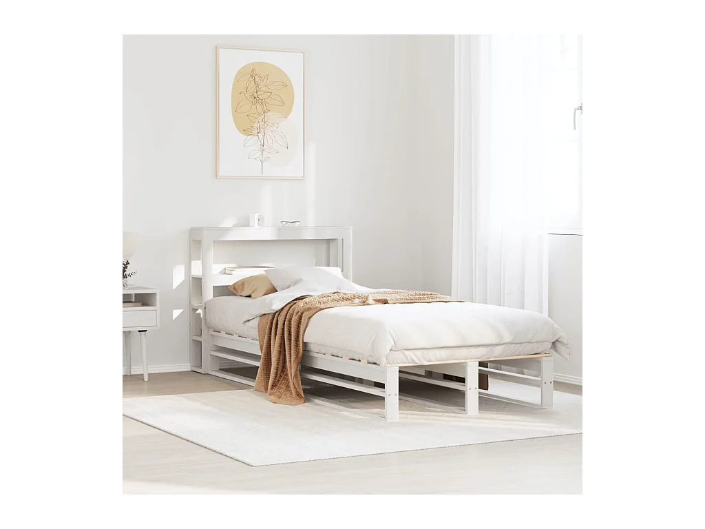 Cadre de lit sans matelas blanc 90x200 cm bois de pin massif