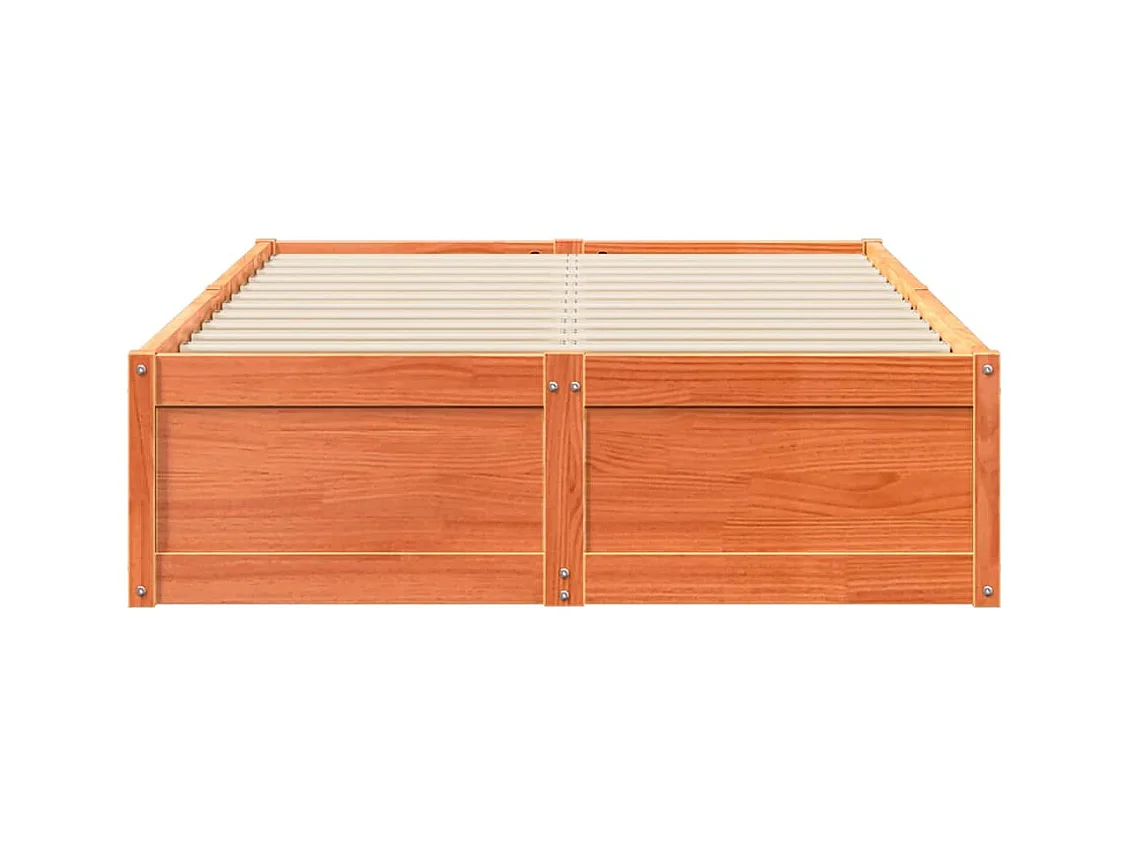 Bedframe zonder matras bruin gewaxt 120x190cm massief grenenhout