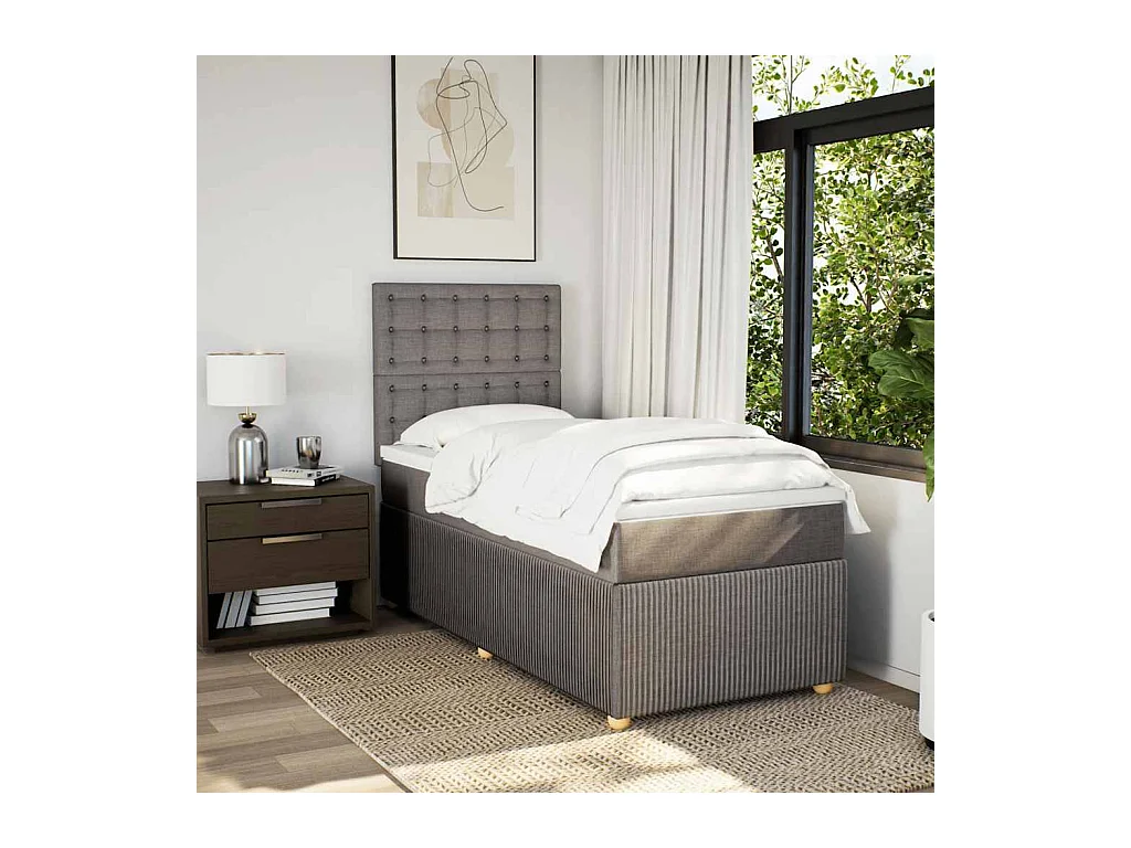 Lattenrost mit Matratze Taupe 80x200 cm Stoff