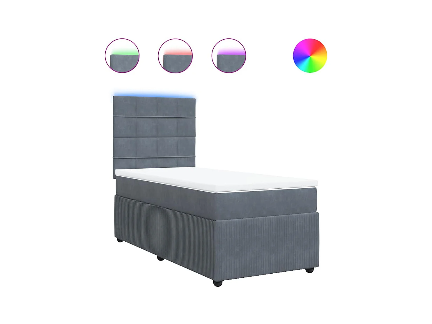 Rete a doghe e materasso Grigio Scuro 80x200 cm Velluto