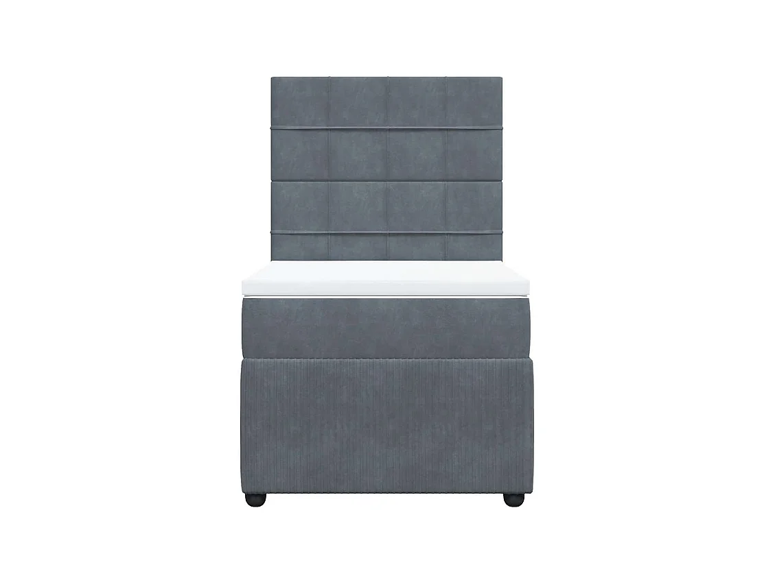 Rete a doghe e materasso Grigio Scuro 80x200 cm Velluto