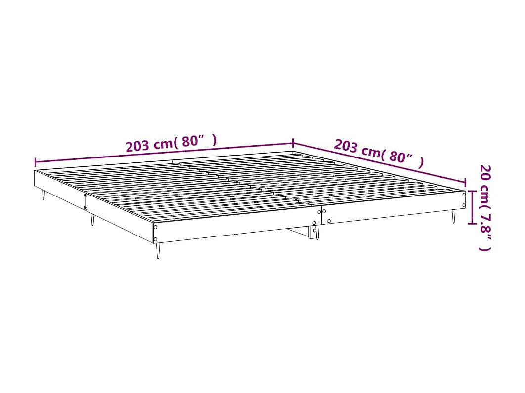 Bedframe zonder matras Sonoma eiken 200x200 cm