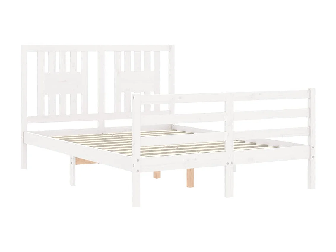Estructura de cama sin colchón blanco 140x190 cm madera maciza
