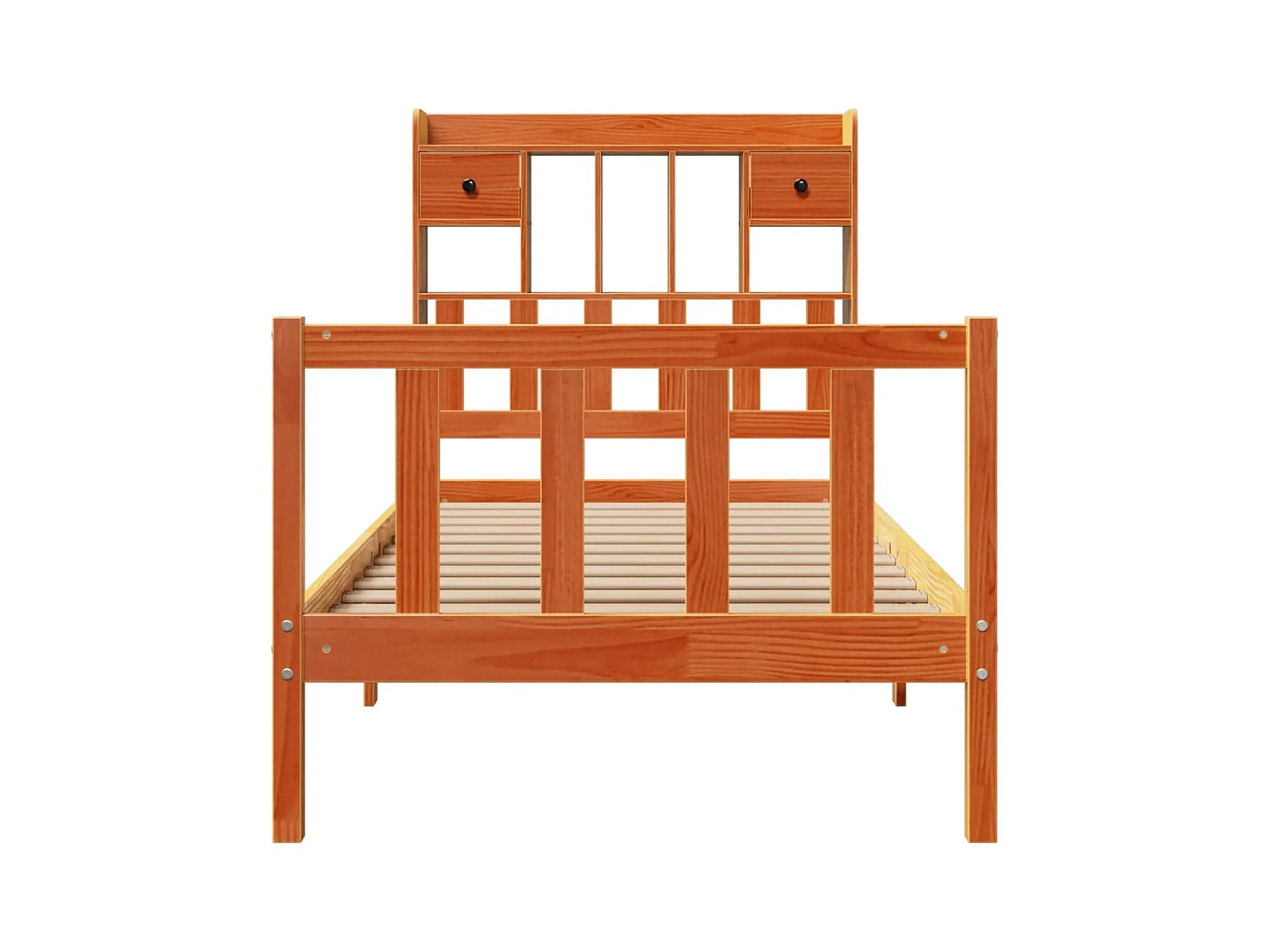 Lit bibliothèque sans matelas cire marron 100x200 cm pin massif