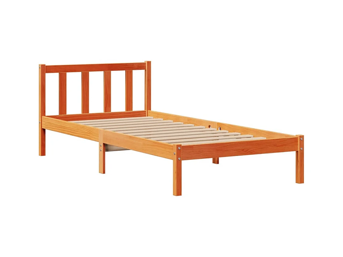 Lit bibliothèque sans matelas cire marron 100x200 cm pin massif
