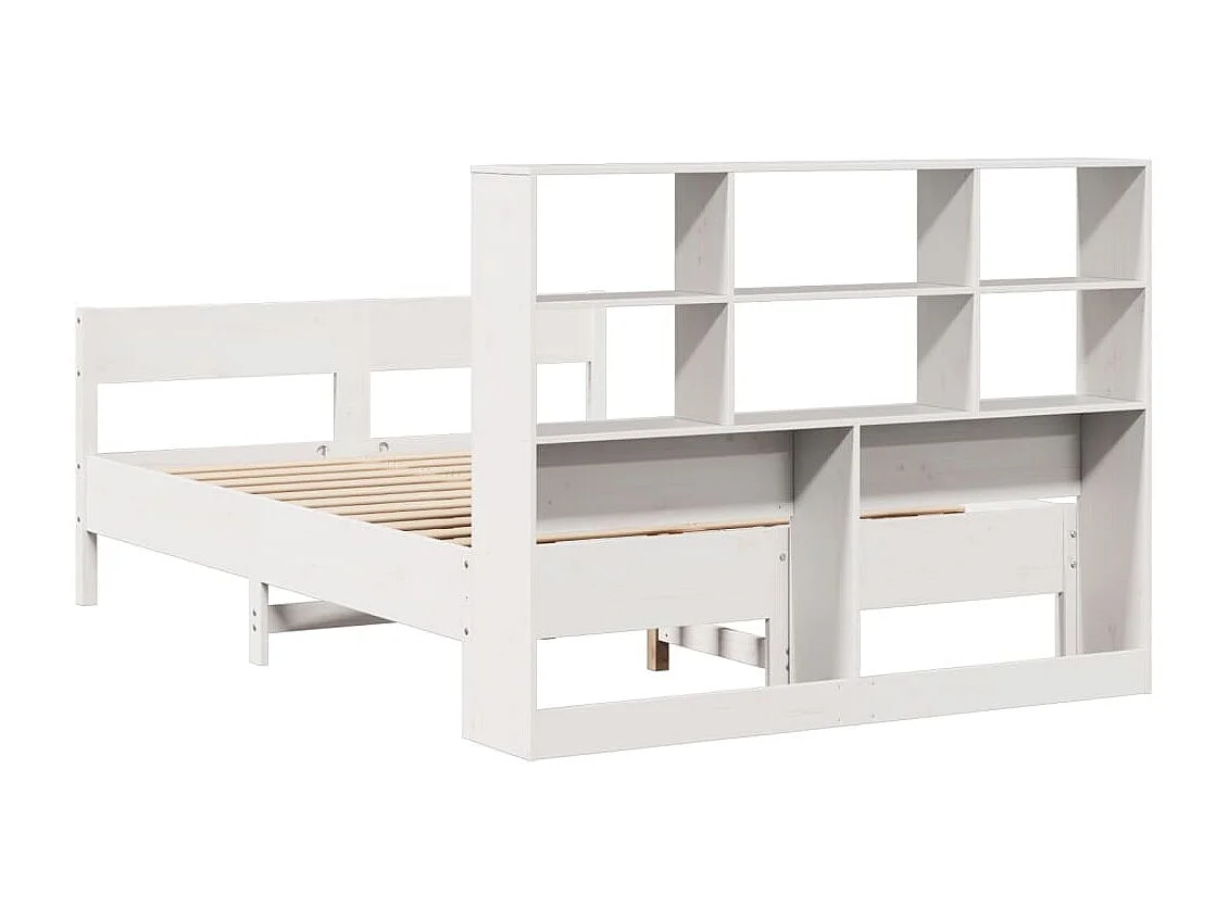 Cama librería blanca sin colchón 120x200 cm madera maciza de pino