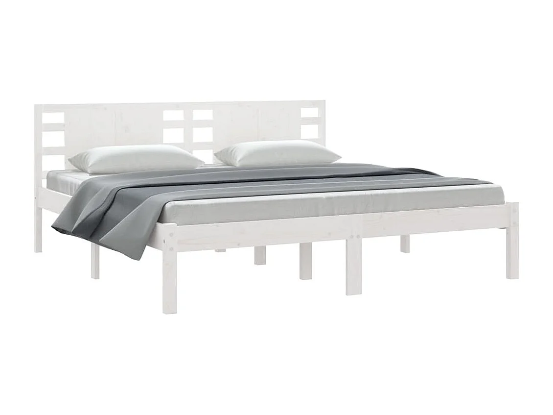 Estructura de cama sin colchón blanca 200x200 cm madera maciza de pino
