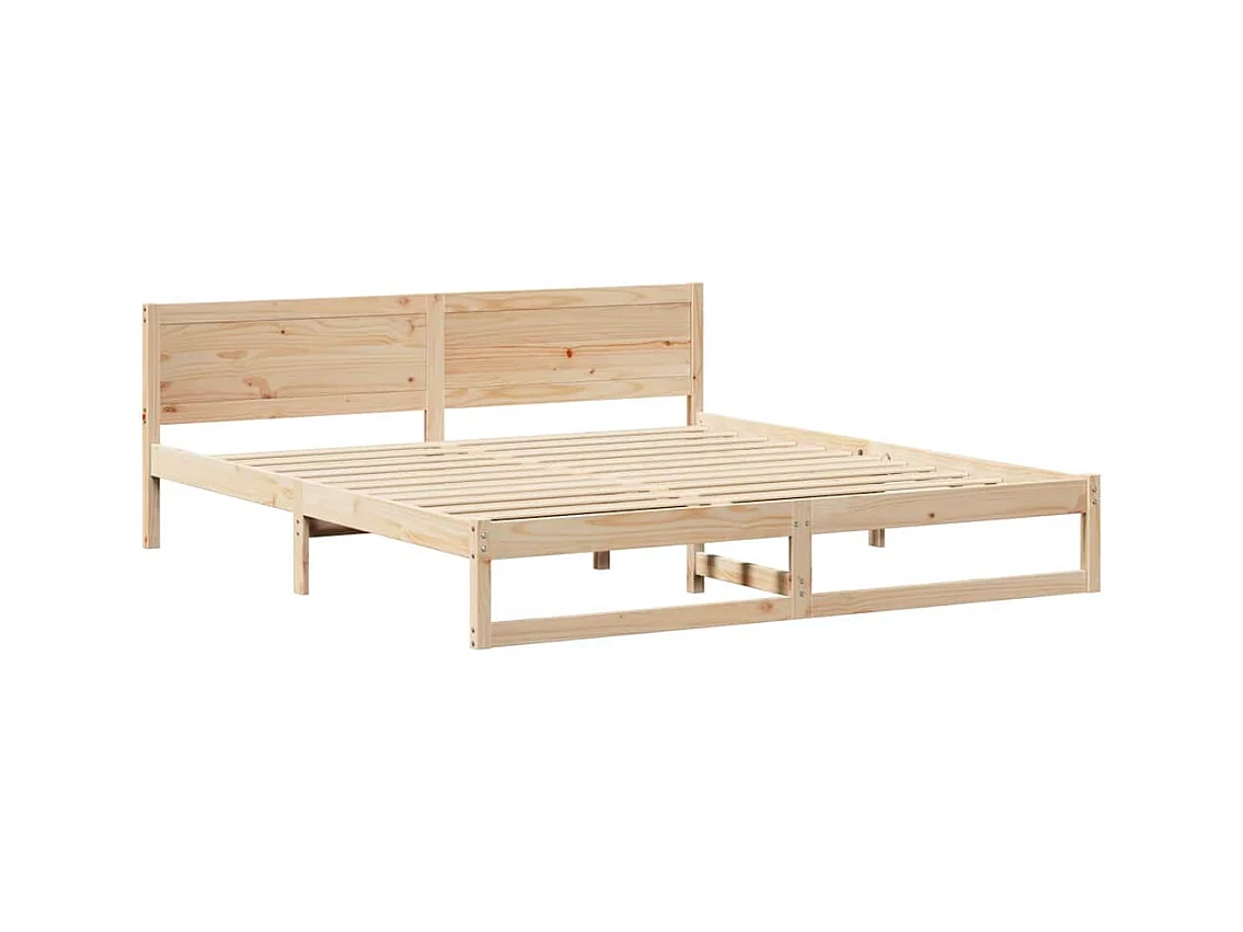 Struttura letto marrone 200 x 200 cm in legno massello di pino