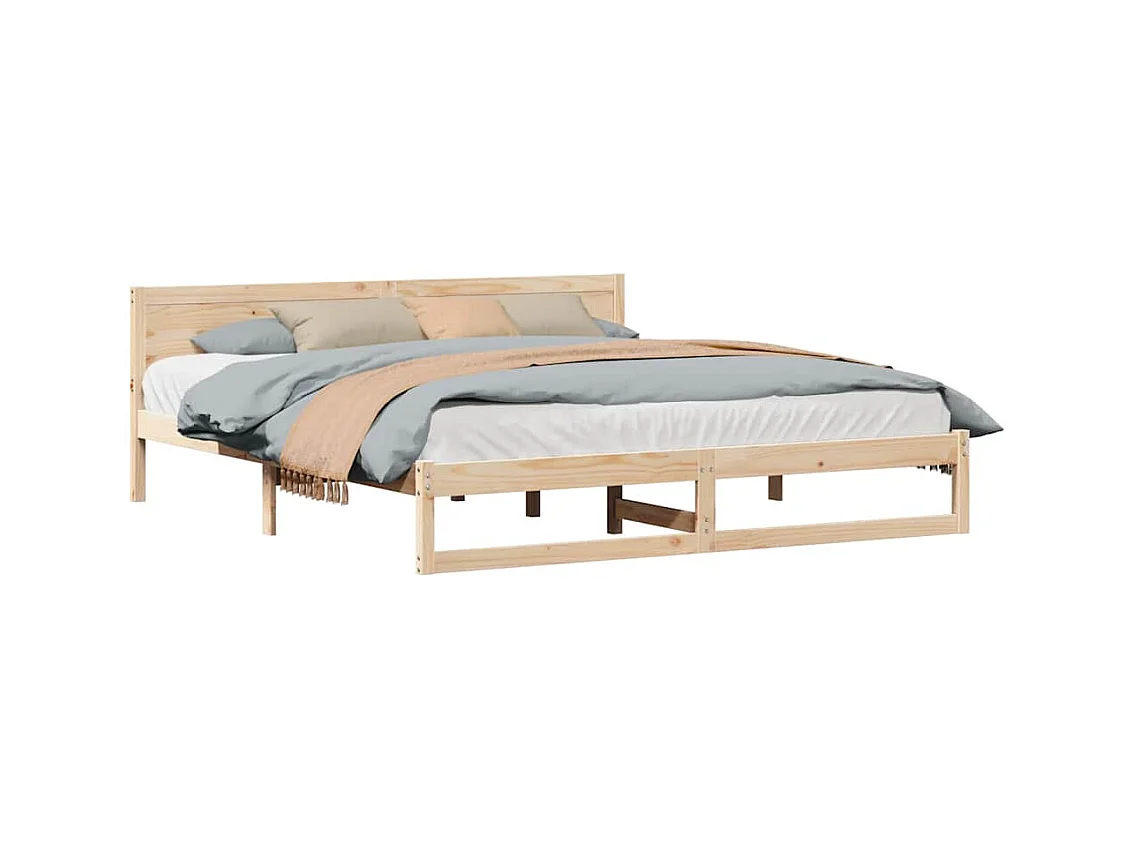 Struttura letto marrone 200 x 200 cm in legno massello di pino