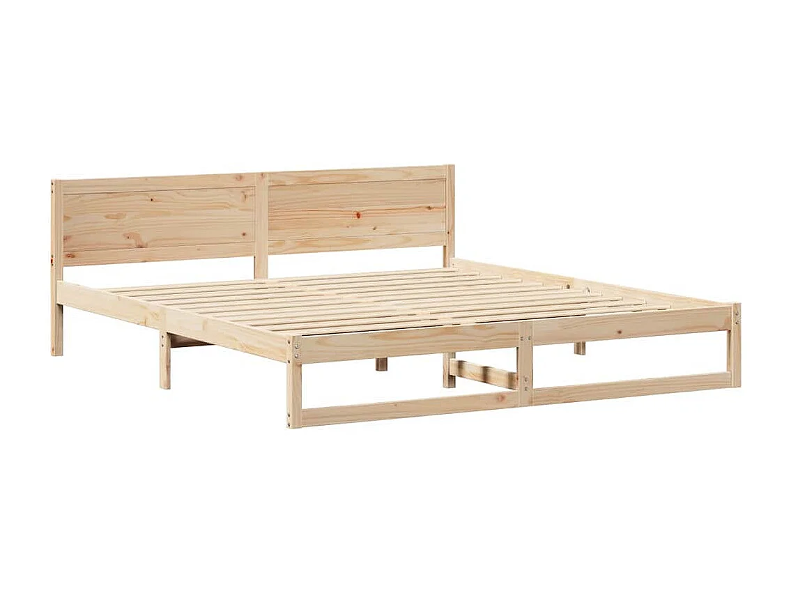 Estructura de cama marrón 200 x 200 cm madera maciza de pino