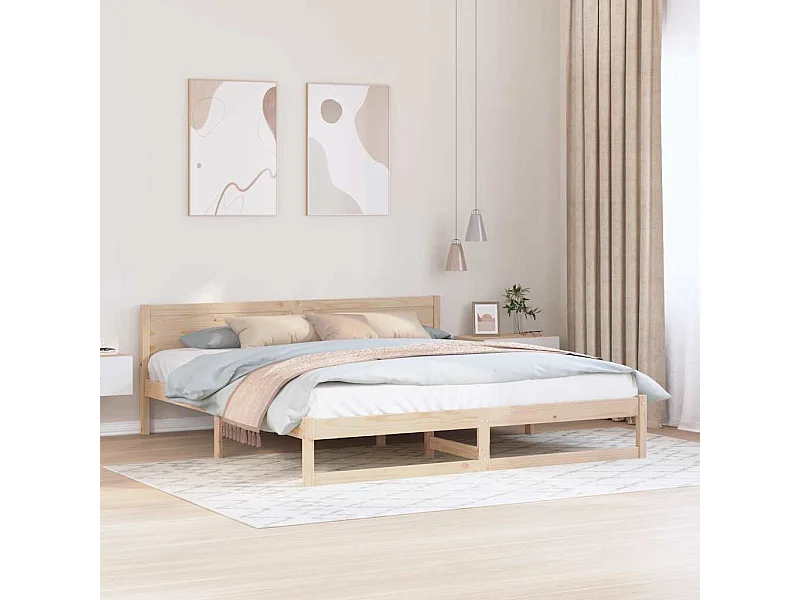 Estructura de cama marrón 200 x 200 cm madera maciza de pino