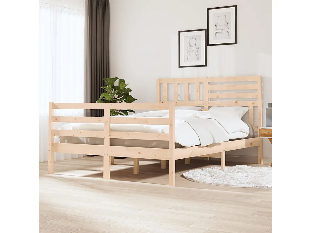 Cadre de lit sans matelas bois massif 140x200 cm