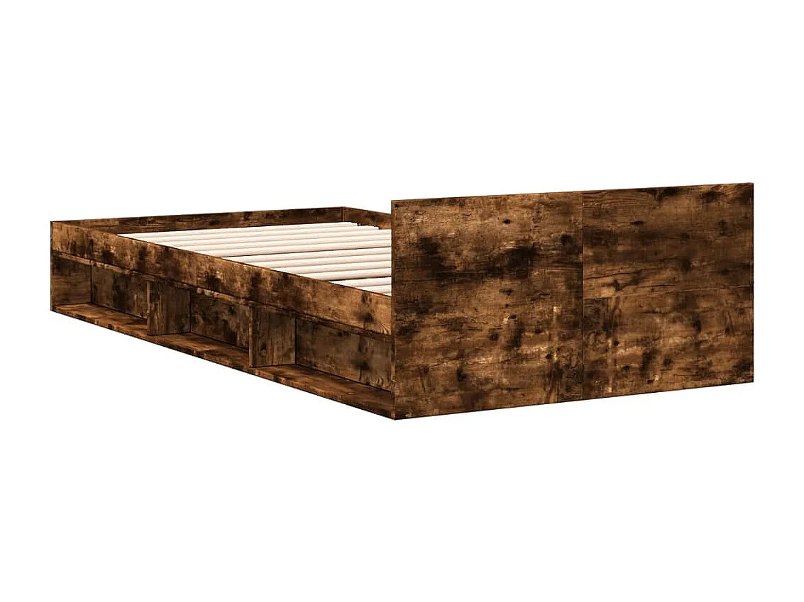 Estructura de cama con cajón sin colchón roble ahumado 100x200 cm