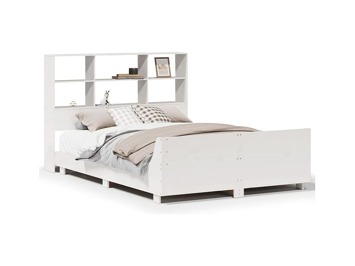 Struttura letto senza materasso bianco 140x190 cm in legno massello di pino