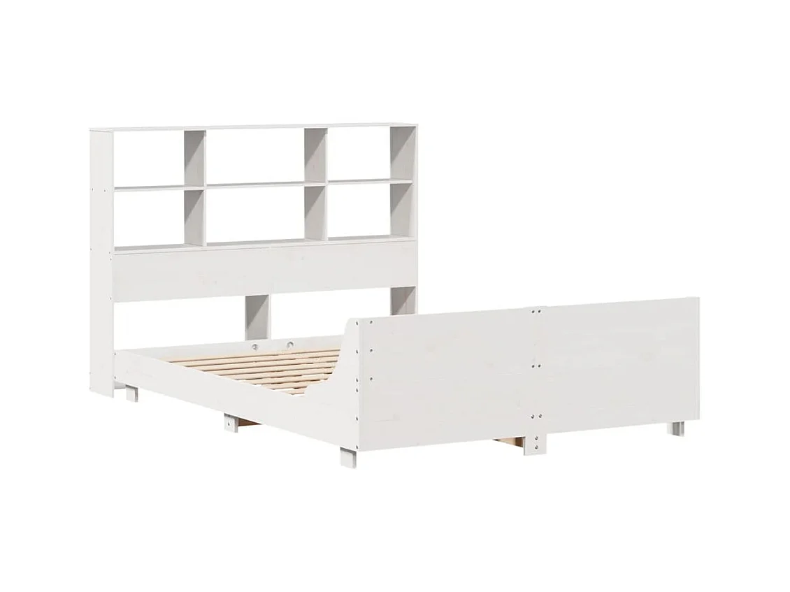 Struttura letto senza materasso bianco 140x190 cm in legno massello di pino