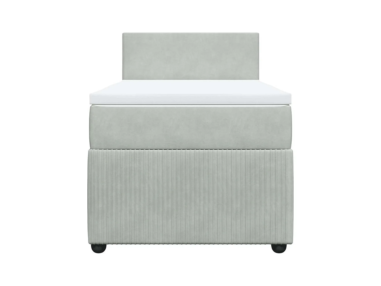 Somier de láminas de terciopelo gris claro de 100 x 200 cm y colchón