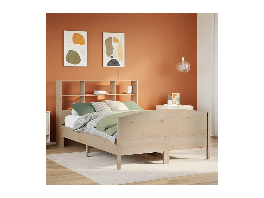 Cama biblioteca sin colchón 140x190 cm madera maciza de pino