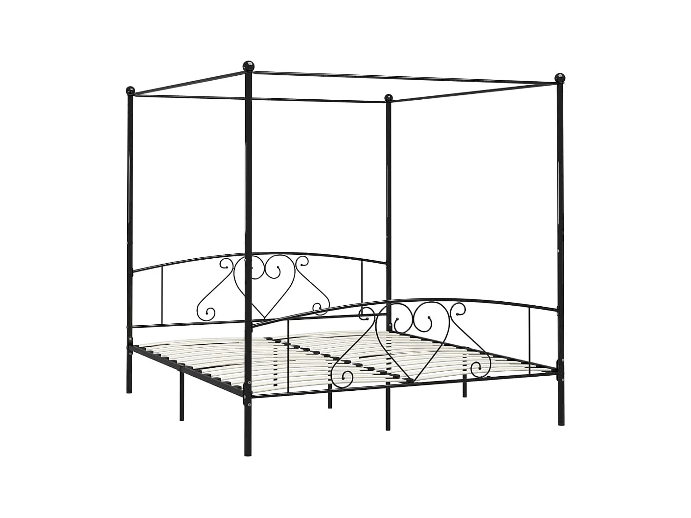 Struttura letto senza materasso con baldacchino nero 180x200 cm in metallo