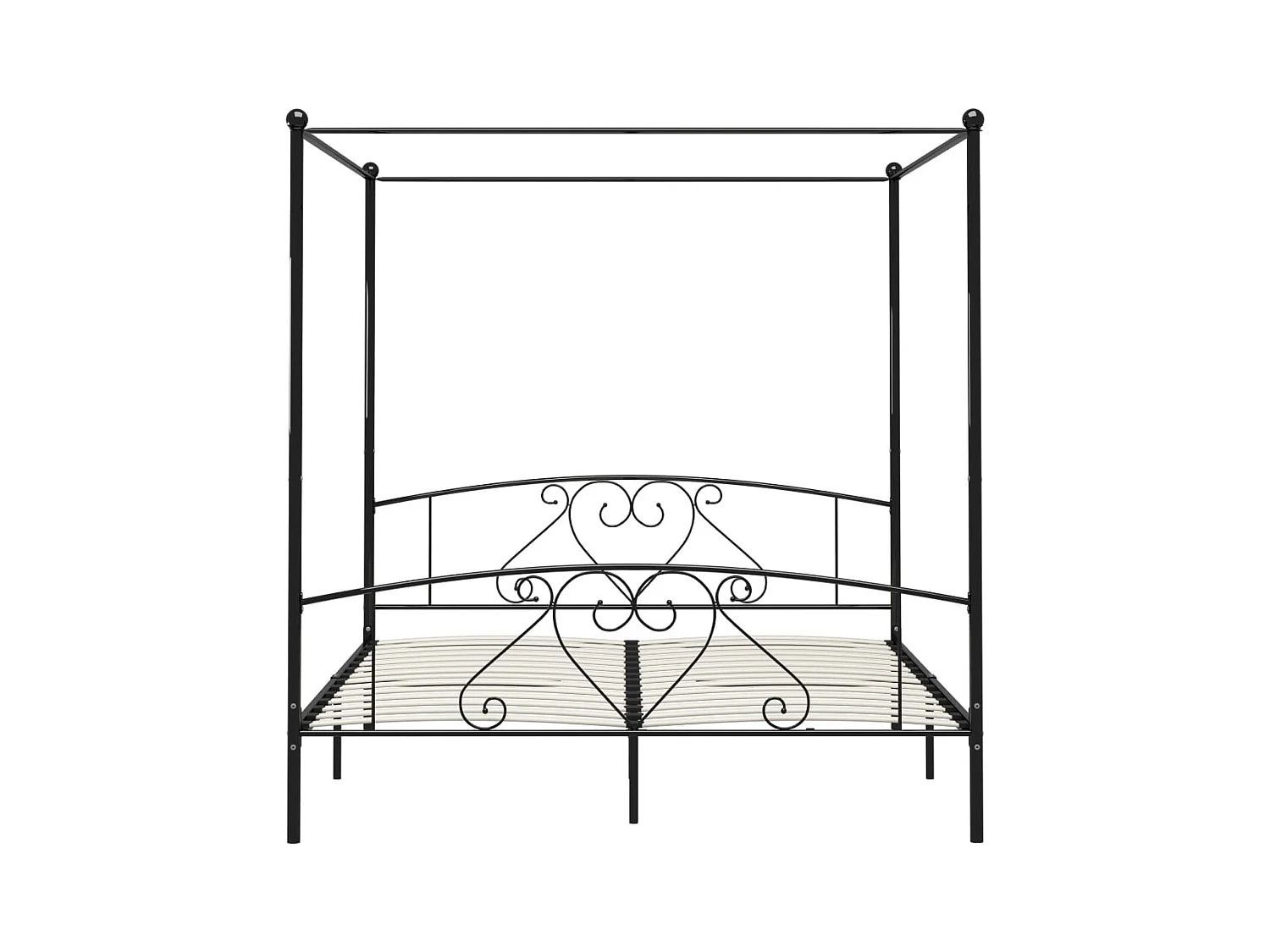 Struttura letto senza materasso con baldacchino nero 180x200 cm in metallo