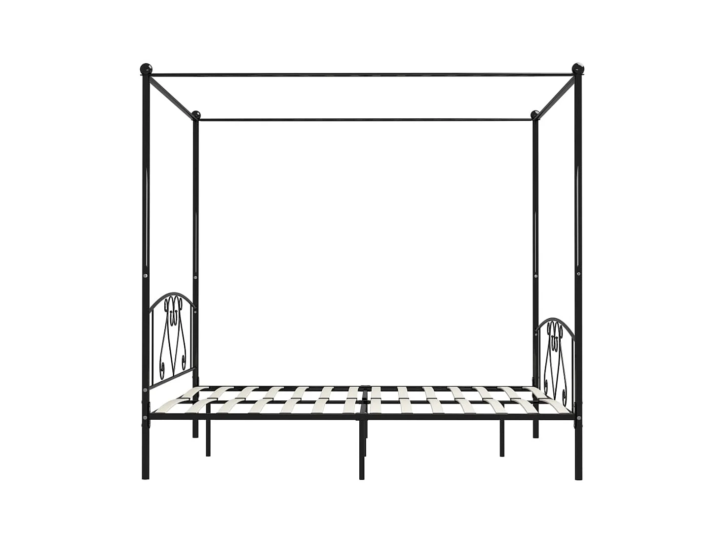 Struttura letto senza materasso con baldacchino nero 180x200 cm in metallo