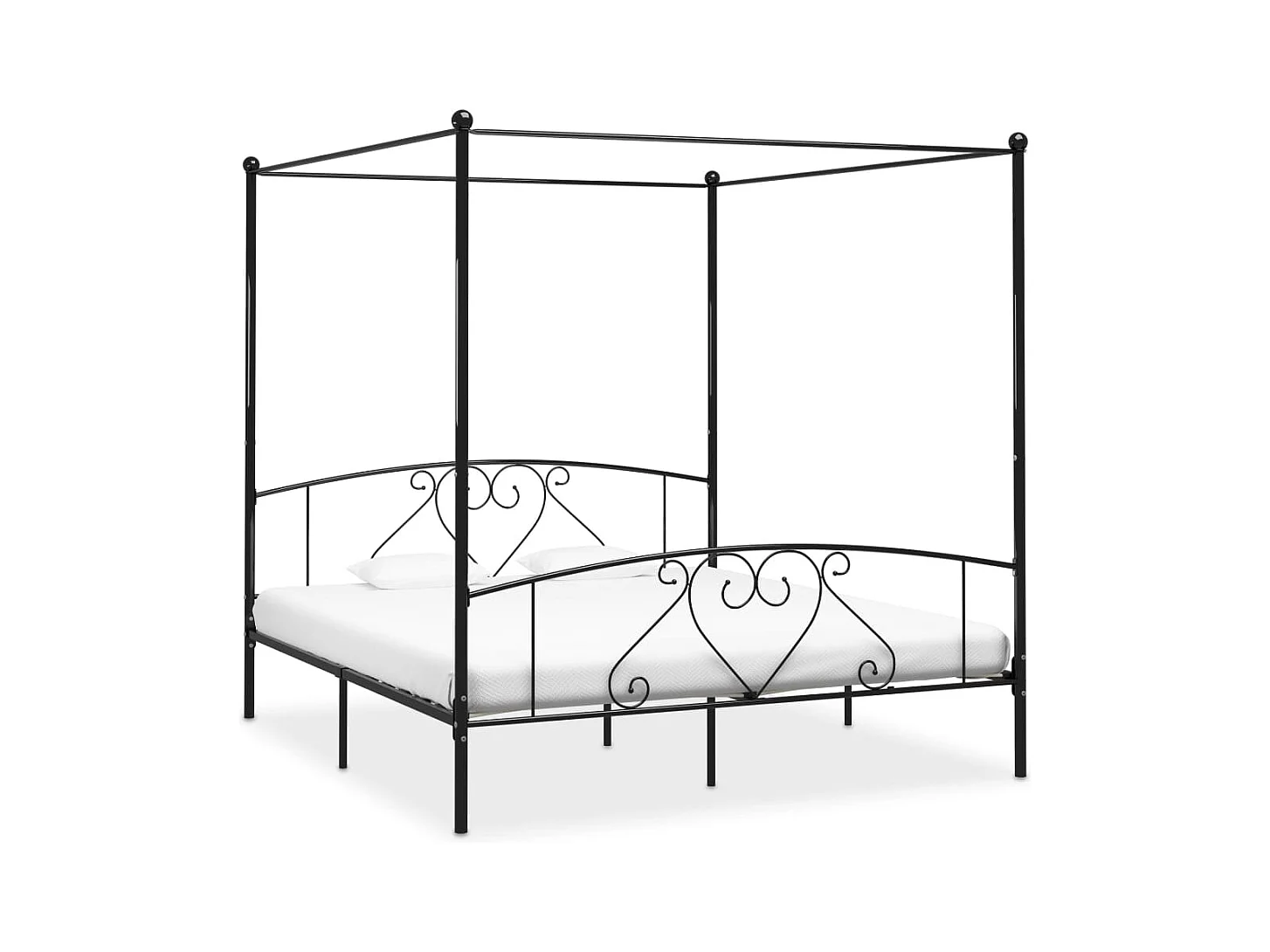 Cadre de lit sans matelas avec baldaquin noir 180x200 cm métal