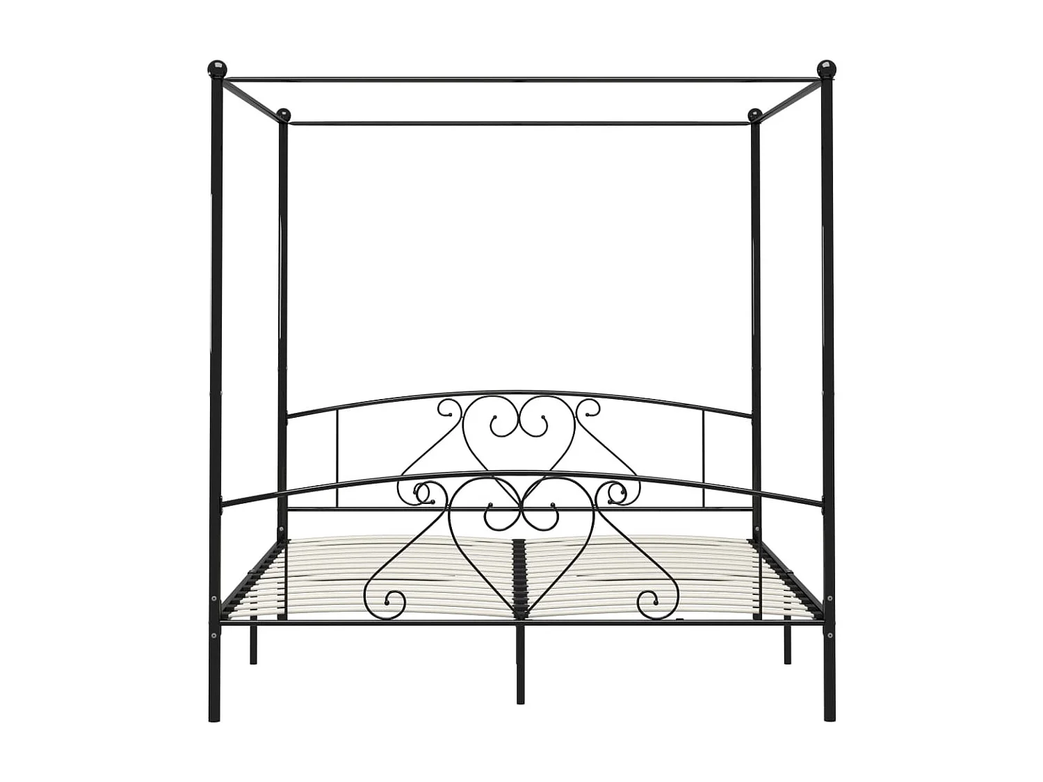 Bedframe zonder matras met zwarte hemel 180x200 cm metaal