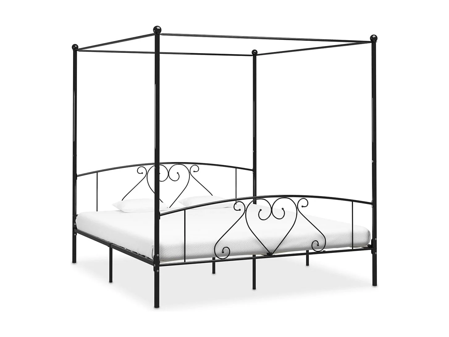 Cadre de lit sans matelas avec baldaquin noir 180x200 cm métal