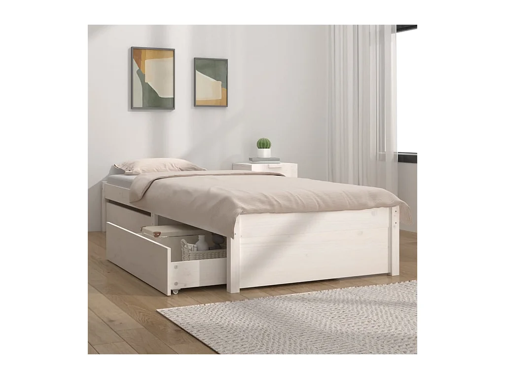 Estructura de cama sin colchón con cajones blanca 90x200 cm