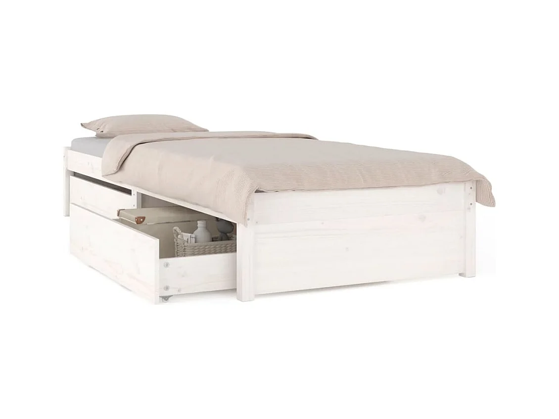 Estructura de cama sin colchón con cajones blanca 90x200 cm