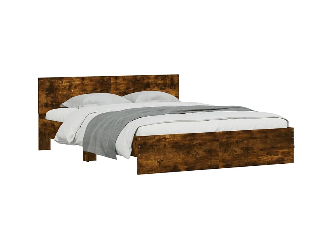Bedframe met LED zonder matras gerookt eiken 160x200 cm