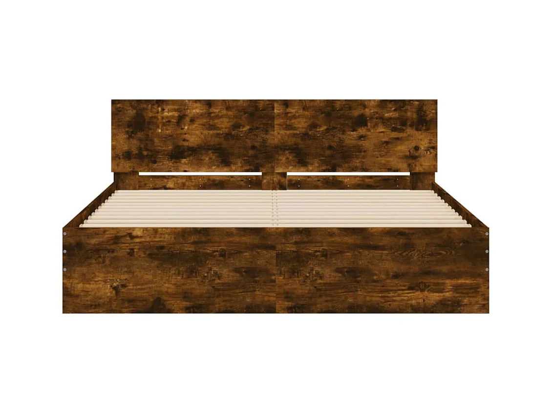 Bedframe met LED zonder matras gerookt eiken 160x200 cm
