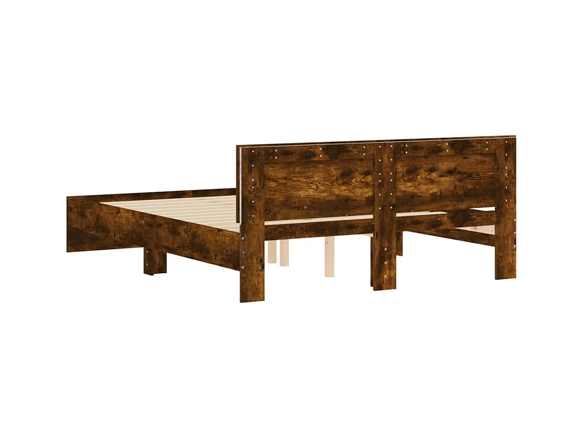 Bedframe met LED zonder matras gerookt eiken 160x200 cm