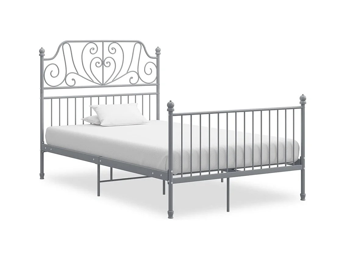 Bedframe zonder matras, grijs metaal, 120x200 cm